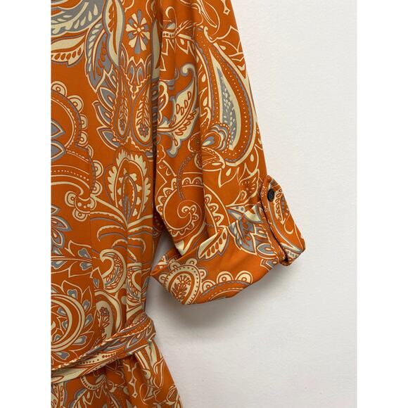 J. McLaughlin Paisley Print Catalina Cloth Belted Shirt Dress Colorful - Large - Picture 8 of 11